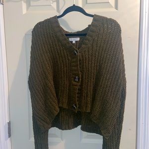 Olive green button up cardigan